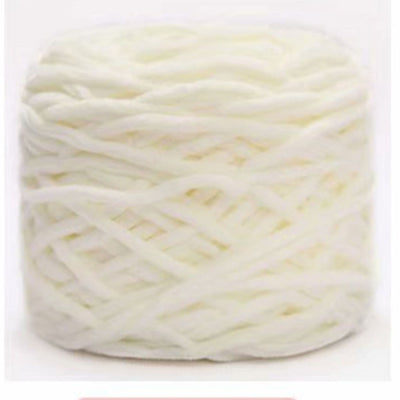White Soft Velvet Chenille Yarn for Crocheting - Super Bulky-(20% off)