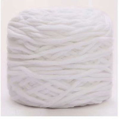 White Soft Velvet Chenille Yarn for Crocheting - Super Bulky-(20% off)